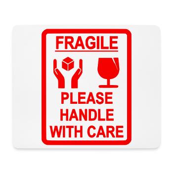 Fragile – Handle with care - Mousepad (Querformat) - Weiß - Vorne