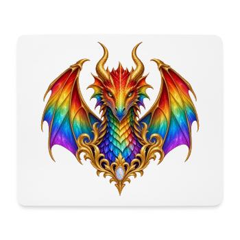 Regenbogendrache – Fantasy-Wappen in Gold - Mousepad (Querformat) - Weiß - Vorne