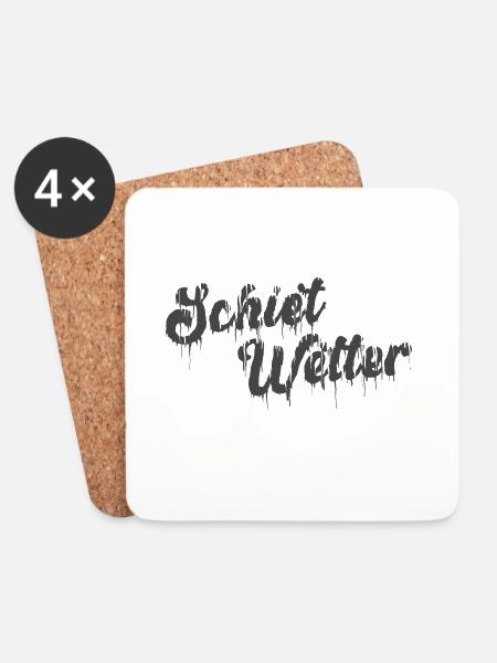 Schietwetter, Regen - Untersetzer (4er-Set) - Weiß