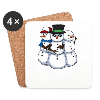 Cool Snowmans Coole Schneemänner - Untersetzer (4er-Set) - Weiß - Vorne