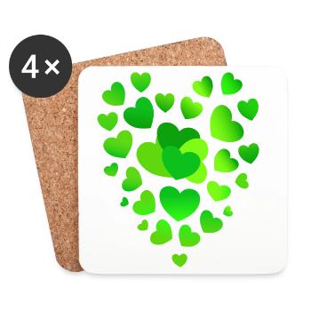grüne Herzen grünes Herz - Untersetzer (4er-Set) - Weiß - Vorne