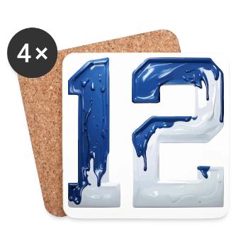 NON. 12 NUMÉRO 12 BLEU BLANC 12E ANNIVERSAIRE - Dessous de verre (lot de 4) - blanc - Devant