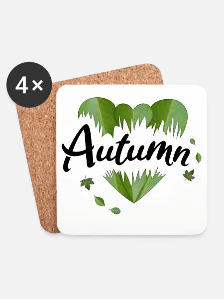 Herbst Herbstblätter Blätter - Untersetzer (4er-Set) - Weiß