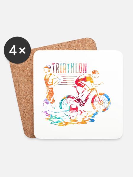 Ausdauernder Triathlet Wechselzone - Untersetzer (4er-Set) - Weiß