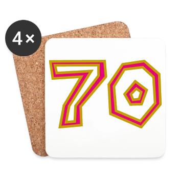 70. 70 JAHRE. 70-JÄHRIGES JUBILÄUM. 70-JÄHRIGES JUBILÄUM. - Untersetzer (4er-Set) - Weiß - Vorne