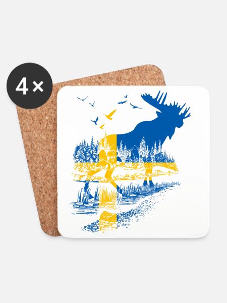 SCHWEDEN ELCH - Untersetzer (4er-Set) - Weiß