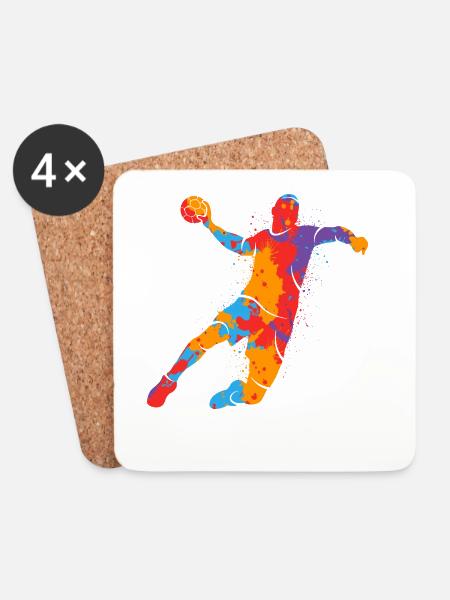 Handballspieler bunt Handballer Jungen Handball - Untersetzer (4er-Set) - Weiß
