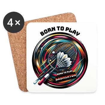 Born to Play Badminton - Untersetzer (4er-Set) - Weiß - Vorne