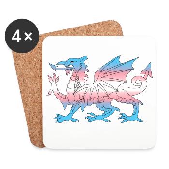 Wales Trans Flagge, Baner Trans Cymru, Transgender - Untersetzer (4er-Set) - Weiß - Vorne
