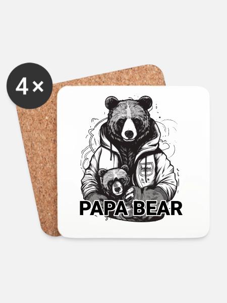 Papa Bear - Untersetzer (4er-Set) - Weiß