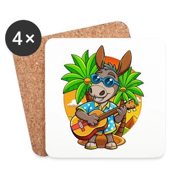 Lustige Esel Cartoon Sommer Strand Sonnenbrille - Untersetzer (4er-Set) - Weiß - Vorne