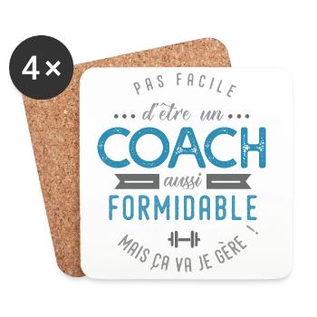COACH entraineur sportif cadeau - Dessous de verre (lot de 4) - blanc - Devant