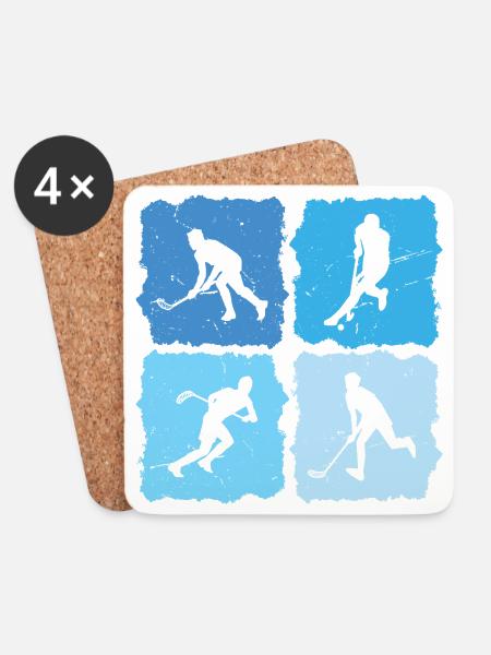 Floorball Retro Unihockey Floorball Spieler - Untersetzer (4er-Set) - Weiß