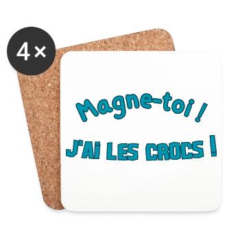 Magne-toi J'ai les Cr*cs – Bleu Pop - Dessous de verre (lot de 4) - blanc - Devant