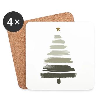 Arbre de Noël - Dessous de verre (lot de 4) - blanc - Devant
