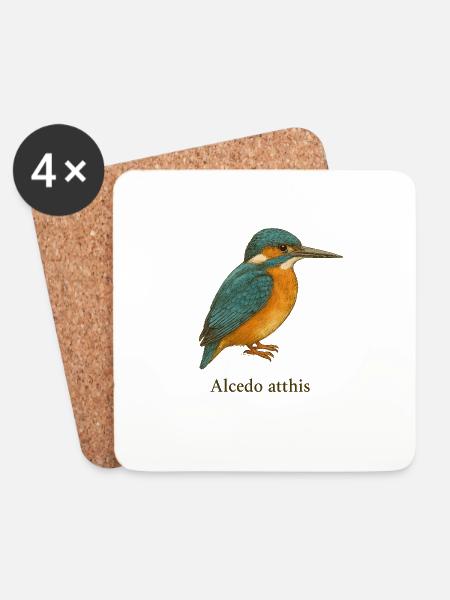 Eisvogel – Alcedo atthis - Untersetzer (4er-Set) - Weiß