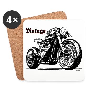 Nachtbike Linienkunst - Untersetzer (4er-Set) - Weiß - Vorne