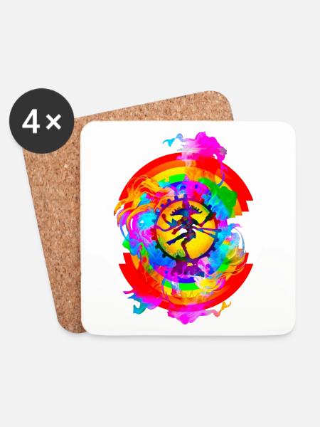 Regenbogen Shiva Tantra - Untersetzer (4er-Set) - Weiß