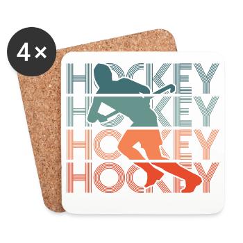 Vintage Feldhockey Spieler Hockey Hockeyspieler - Untersetzer (4er-Set) - Weiß - Vorne