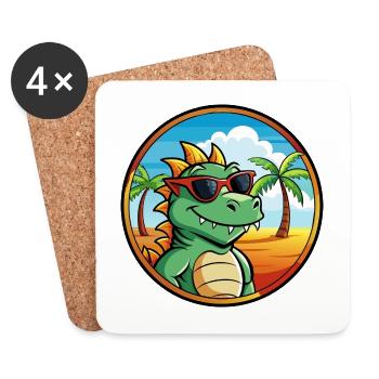 Dragon Funny Cartoon Lunettes de soleil de plage d’été cool - Dessous de verre (lot de 4) - blanc - Devant