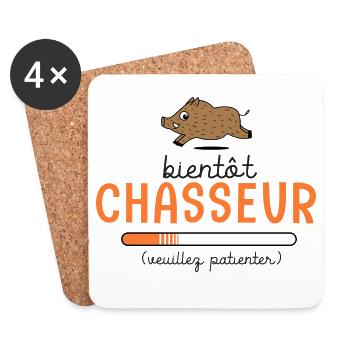 Bientôt Chasseur Body Bébé Cadeau Papa Chasse - Dessous de verre (lot de 4) - blanc - Devant