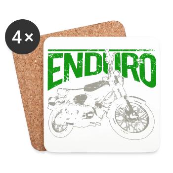 S51 Moped Enduro - Kult für Simson Liebhaber - Untersetzer (4er-Set) - Weiß - Vorne