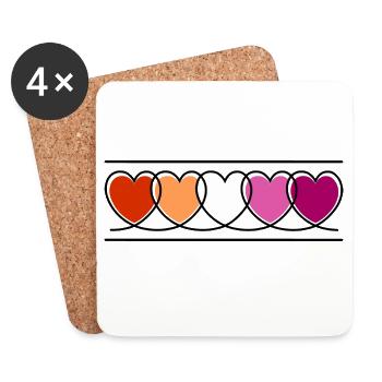 Lesbian Lesbian Hearts - Coasters (set of 4) - white - Front