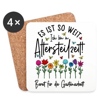 Altersteilzeit - Bereit für die Gartenarbeit  - Untersetzer (4er-Set) - Weiß - Vorne