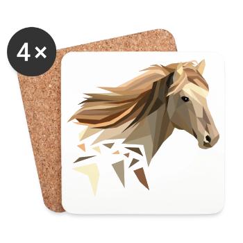 Pferd geometrisch low poly - Untersetzer (4er-Set) - Weiß - Vorne