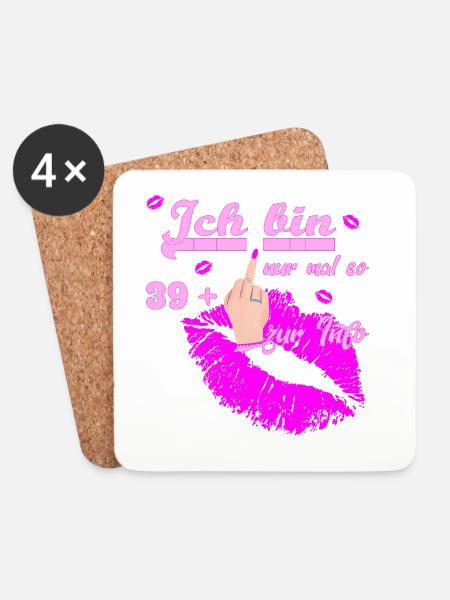 Zum 40. Geburtstag Damen 39 + - Untersetzer (4er-Set) - Weiß