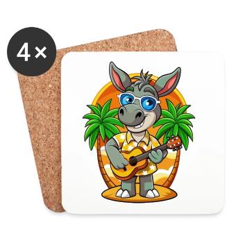 Lustige Esel Cartoon Sommer Strand Sonnenbrille - Untersetzer (4er-Set) - Weiß - Vorne