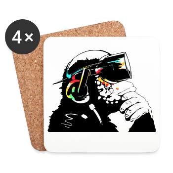 Monksy - Affe mit Virtual Reality Brille - Untersetzer (4er-Set) - Weiß - Vorne