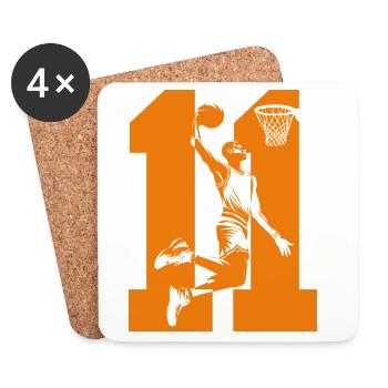 NUMBER 11 BASKETBALL 11TH BIRTHDAY - Coasters (set of 4) - white - Front