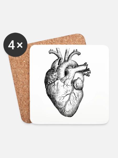 Herz Anatomie - Untersetzer (4er-Set) - Weiß