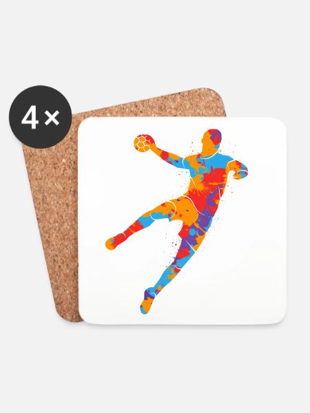 Handballspieler bunter Handballer Jungen Handball - Untersetzer (4er-Set) - Weiß