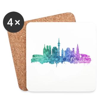 München Skyline - Untersetzer (4er-Set) - Weiß - Vorne