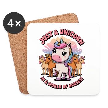 Juste une licorne dans un monde de chevaux ! - Dessous de verre (lot de 4) - blanc - Devant
