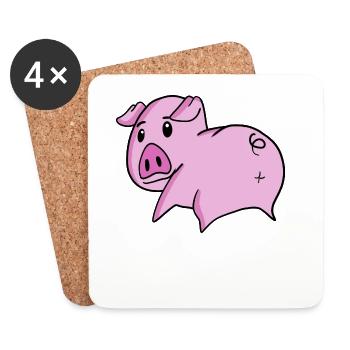 Schwein Arsch - Schwein Hintern - Untersetzer (4er-Set) - Weiß - Vorne