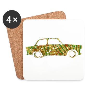 Trabi Ost DDR Tarn - Untersetzer (4er-Set) - Weiß - Vorne