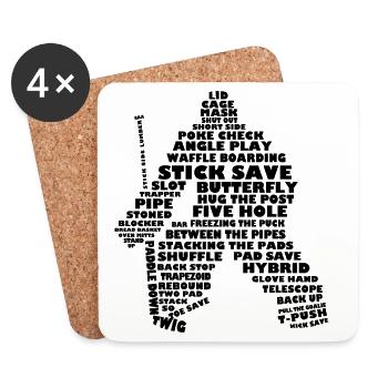 Hockey Goalie Word Art Typography - Coasters (set of 4) - white - Front