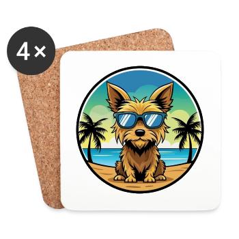 Australian Silky Terrier Hunderasse Cartoon Beach - Untersetzer (4er-Set) - Weiß - Vorne