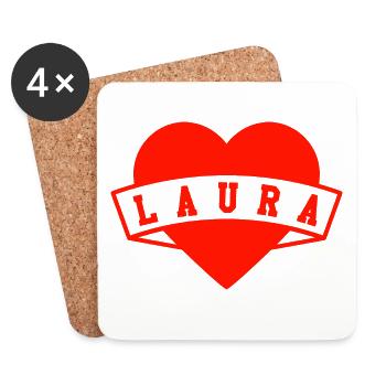 Vorname Laura - Untersetzer (4er-Set) - Weiß - Vorne
