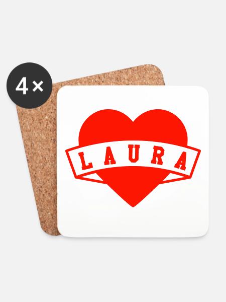 Vorname Laura - Untersetzer (4er-Set) - Weiß