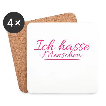 Ich hasse Menschen - Untersetzer (4er-Set) - Weiß - Vorne