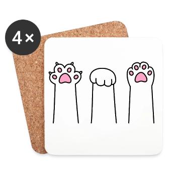Ciseaux Pierre Papier Patte Patte Jeu Patte Cat Pattes - Dessous de verre (lot de 4) - blanc - Devant