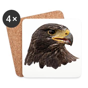 Adler, Falke, Greifvogel aus Falknerei, braun - Untersetzer (4er-Set) - Weiß - Vorne