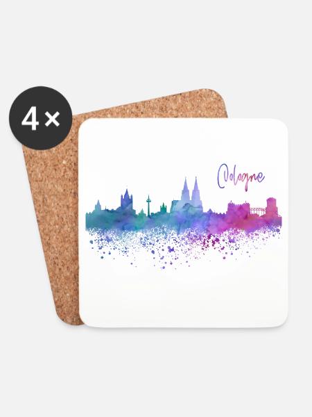 Köln Skyline - Untersetzer (4er-Set) - Weiß