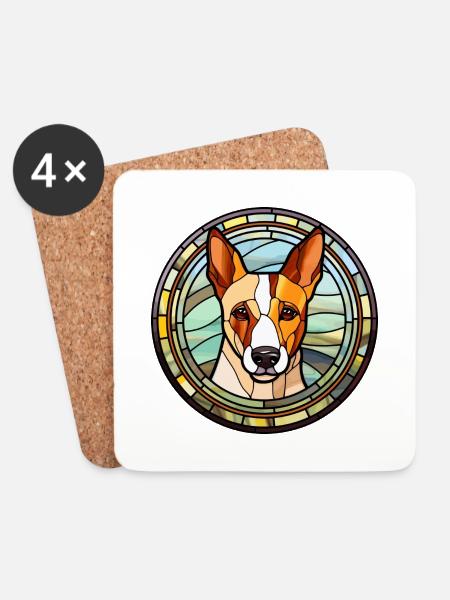 Basenji Hunderasse Buntes Glas Buntes Wassercolo - Untersetzer (4er-Set) - Weiß