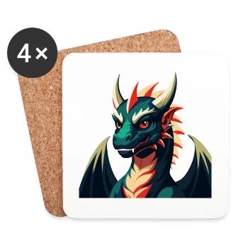 Drache Cartoon Figur Buntes Haustier Tier - Untersetzer (4er-Set) - Weiß - Vorne