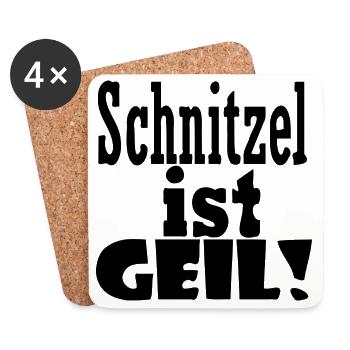 Schnitzel ist geil - Untersetzer (4er-Set) - Weiß - Vorne